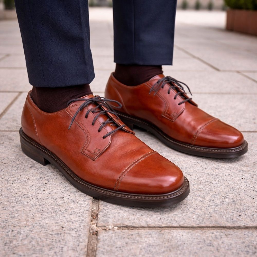 Vintage John McHale Cap Toe Leather Derby Dress Shoes